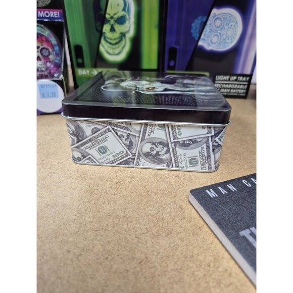 Tattooed Money-Themed Metal Storage Box W/ Removable Tray For Jewelry Keepsakes - Picture 7 of 8